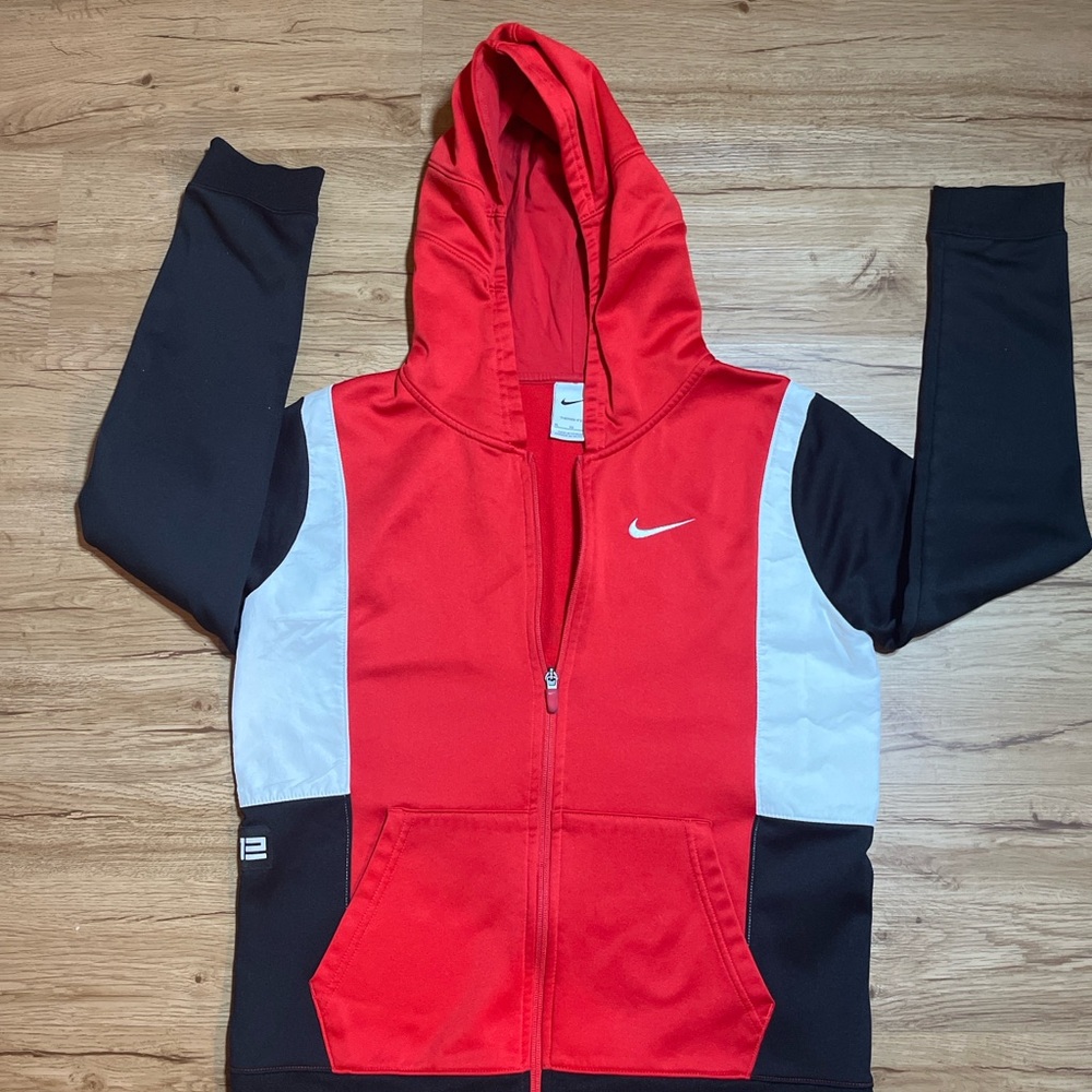 Nike Elite Therma-FIT Youth XL Full Zip Hoodie Red Black Lined Hood